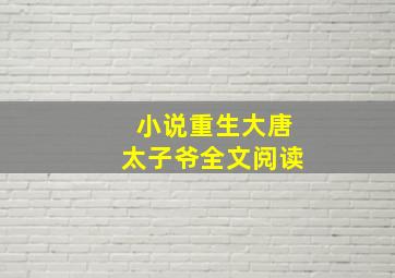 小说重生大唐太子爷全文阅读