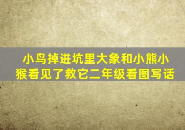 小鸟掉进坑里大象和小熊小猴看见了救它二年级看图写话