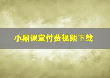 小黑课堂付费视频下载