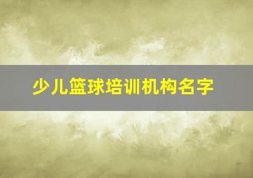 少儿篮球培训机构名字