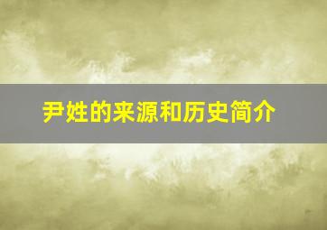 尹姓的来源和历史简介