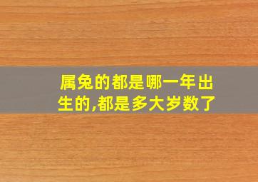 属兔的都是哪一年出生的,都是多大岁数了