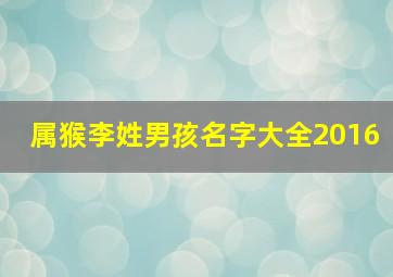 属猴李姓男孩名字大全2016