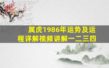 属虎1986年运势及运程详解视频讲解一二三四