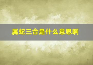 属蛇三合是什么意思啊