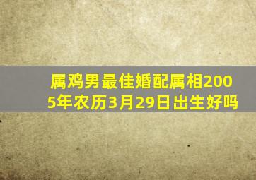 属鸡男最佳婚配属相2005年农历3月29日出生好吗