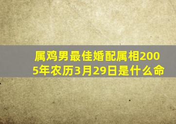 属鸡男最佳婚配属相2005年农历3月29日是什么命