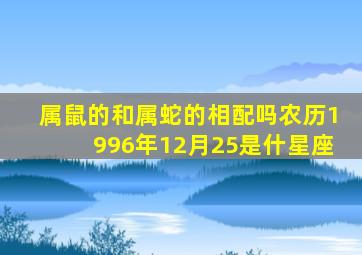 属鼠的和属蛇的相配吗农历1996年12月25是什星座