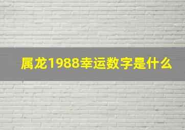 属龙1988幸运数字是什么