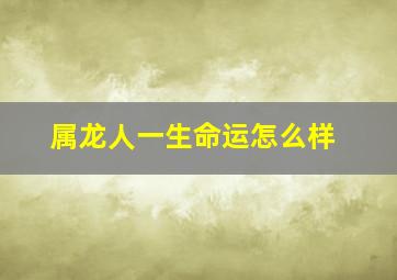 属龙人一生命运怎么样