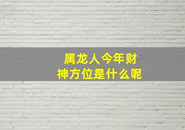 属龙人今年财神方位是什么呢