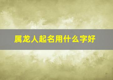 属龙人起名用什么字好