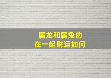 属龙和属兔的在一起财运如何