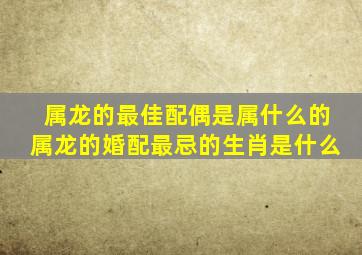 属龙的最佳配偶是属什么的属龙的婚配最忌的生肖是什么