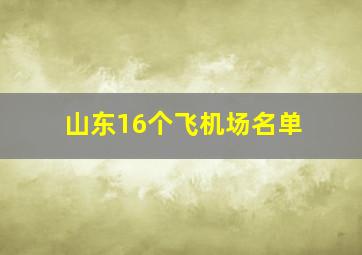 山东16个飞机场名单