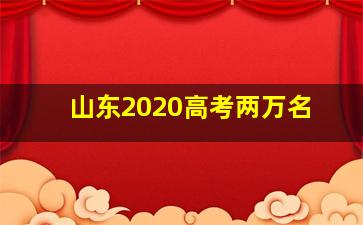 山东2020高考两万名