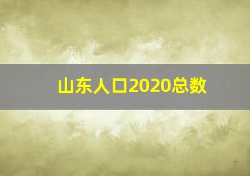 山东人口2020总数