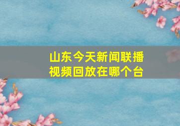 山东今天新闻联播视频回放在哪个台