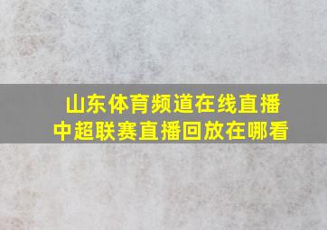 山东体育频道在线直播中超联赛直播回放在哪看