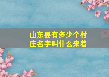 山东县有多少个村庄名字叫什么来着