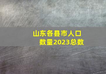 山东各县市人口数量2023总数