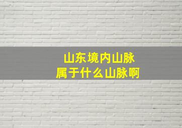 山东境内山脉属于什么山脉啊