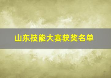 山东技能大赛获奖名单