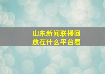 山东新闻联播回放在什么平台看