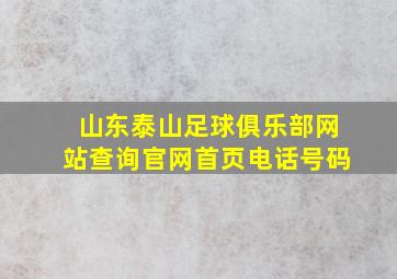 山东泰山足球俱乐部网站查询官网首页电话号码