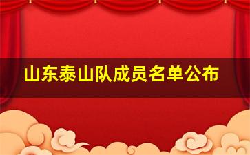 山东泰山队成员名单公布