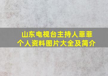 山东电视台主持人菲菲个人资料图片大全及简介