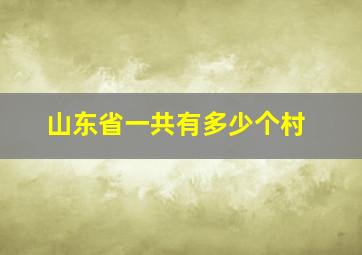 山东省一共有多少个村