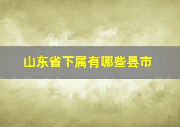 山东省下属有哪些县市