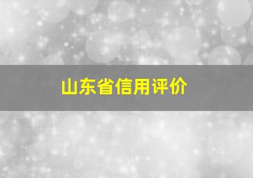 山东省信用评价