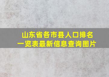 山东省各市县人口排名一览表最新信息查询图片