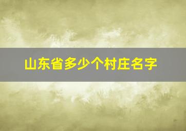 山东省多少个村庄名字