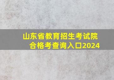 山东省教育招生考试院合格考查询入口2024