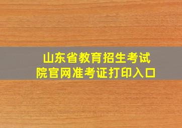 山东省教育招生考试院官网准考证打印入口