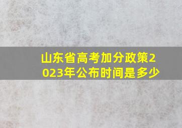 山东省高考加分政策2023年公布时间是多少