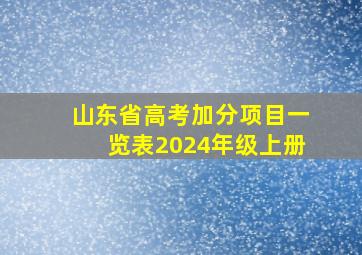 山东省高考加分项目一览表2024年级上册