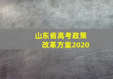 山东省高考政策改革方案2020