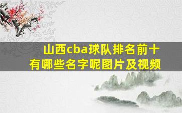 山西cba球队排名前十有哪些名字呢图片及视频