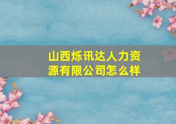 山西烁讯达人力资源有限公司怎么样