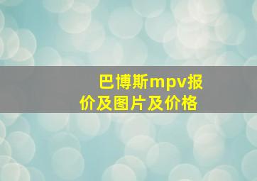 巴博斯mpv报价及图片及价格