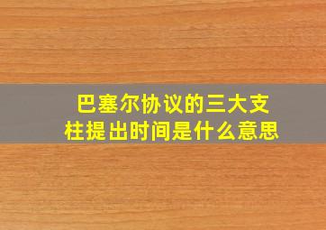 巴塞尔协议的三大支柱提出时间是什么意思