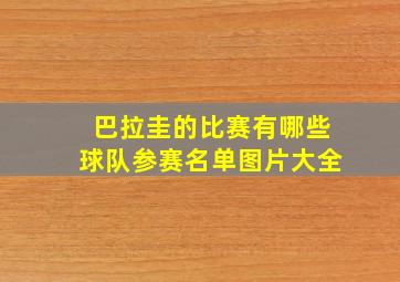 巴拉圭的比赛有哪些球队参赛名单图片大全