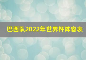 巴西队2022年世界杯阵容表