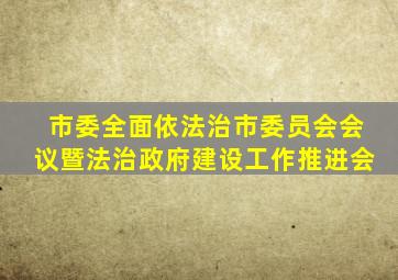 市委全面依法治市委员会会议暨法治政府建设工作推进会