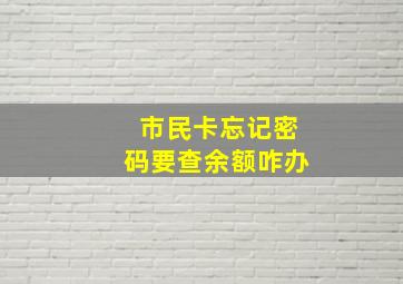 市民卡忘记密码要查余额咋办