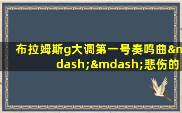 布拉姆斯g大调第一号奏鸣曲——悲伤的暗恋